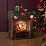 Warm LED Fireplace Light-Up Decoration 23cm - Brown & Green