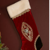 Jewelled Medallion Cuffed Hanging Stocking 53cm - Red & Gold