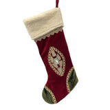 Jewelled Medallion Cuffed Hanging Stocking 53cm - Red & Gold