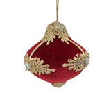 Onion Bauble Hanging Christmas Tree Decoration - Red & Gold