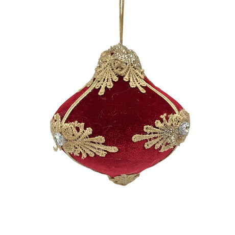 Onion Bauble Hanging Christmas Tree Decoration - Red & Gold