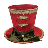 Velvet Top Hat Christmas Decoration 24.5cm - Red & Green