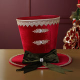Velvet Top Hat Christmas Decoration 24.5cm - Red & Green