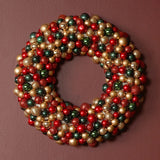 Red, Green & Gold Plastic Ball Christmas Wreath