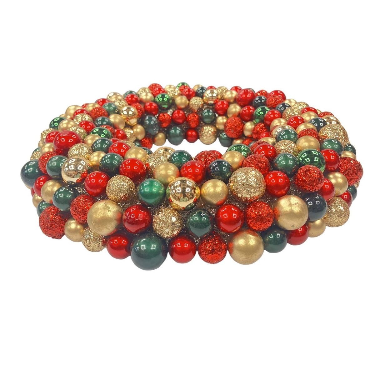 Red, Green & Gold Plastic Ball Christmas Wreath