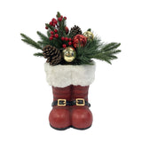 Santa Claus Boots LED Porcelain Light-Up Decoration - Red & White