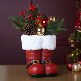 Santa Claus Boots LED Porcelain Light-Up Decoration - Red & White