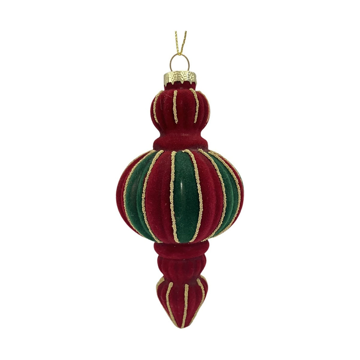 Finial Hanging Glass Christmas Tree Decoration - Red & Green