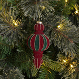 Finial Hanging Glass Christmas Tree Decoration - Red & Green