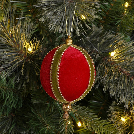 Round Hanging Bauble Christmas Tree Decoration - Red & Green