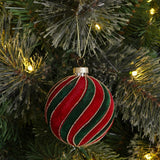 Swirl Hanging Glass Christmas Tree Decoration - Red & Green