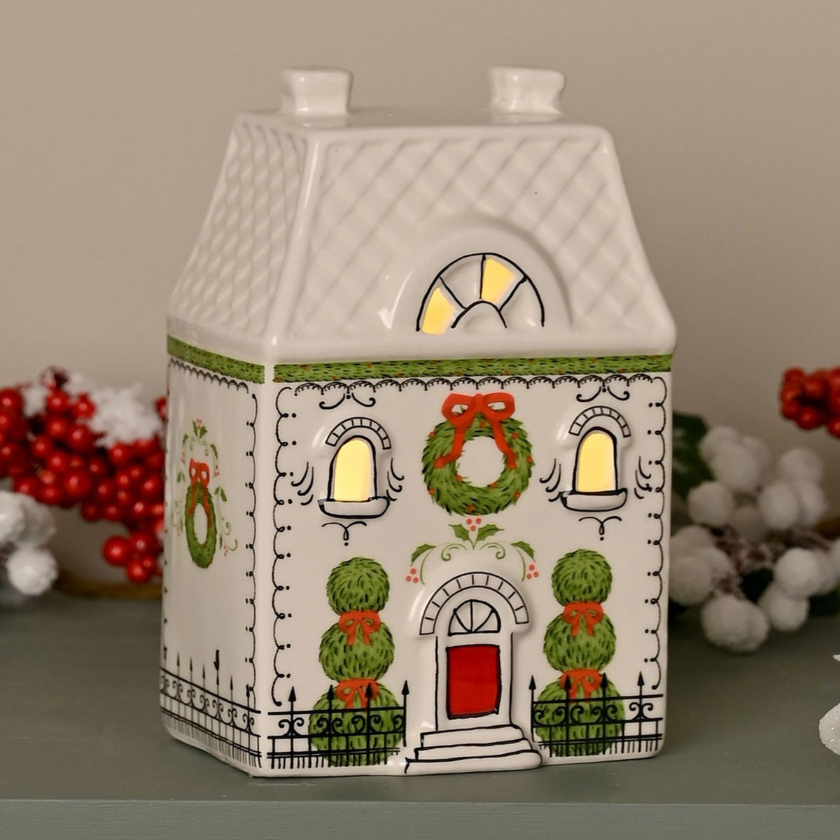 Christmas Village LED House Plastic Light-Up Decoration - White