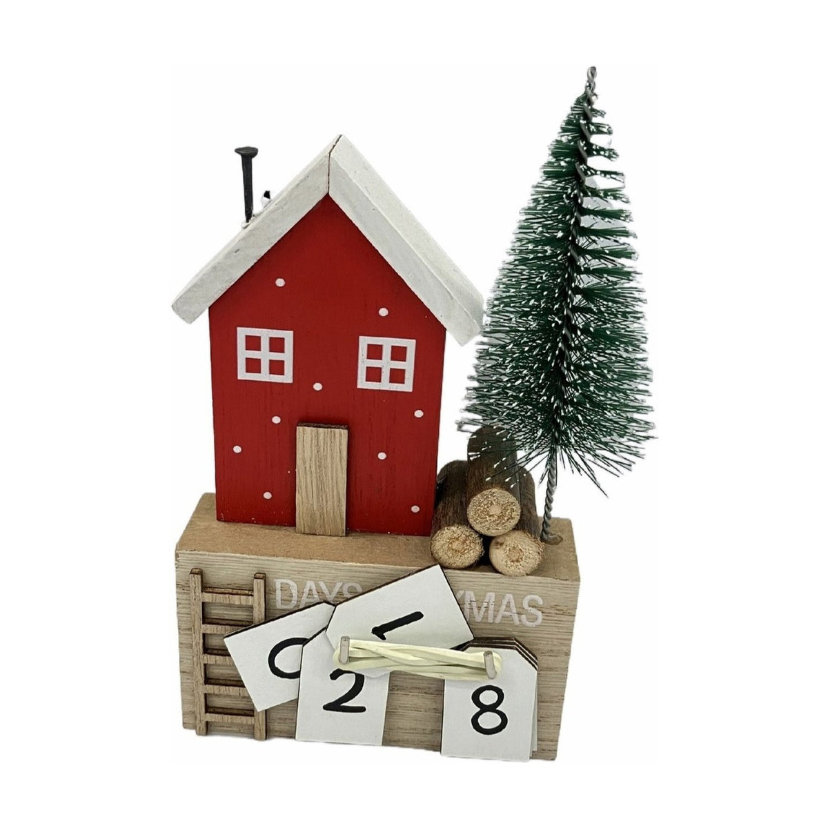 Cottage Christmas Countdown Village Scene 13.7cm - Red & Natural