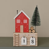 Cottage Christmas Countdown Village Scene 13.7cm - Red & Natural