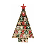 Christmas Tree Advent Calendar with Cottages 61.5cm - Natural