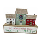 All Hearts Come Home Christmas Wooden Mantel Village Scene 17cm