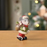Christmas Mouse Resin Figurine with Santa Hat and Sack 7.5cm