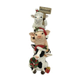 Christmas Cow, Pig and Sheep Stacked Farm Animals Figurine