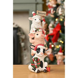Christmas Cow, Pig and Sheep Stacked Farm Animals Figurine