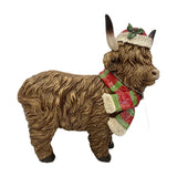 Standing Christmas Highland Cow Plastic Ornament 22.5cm - Brown