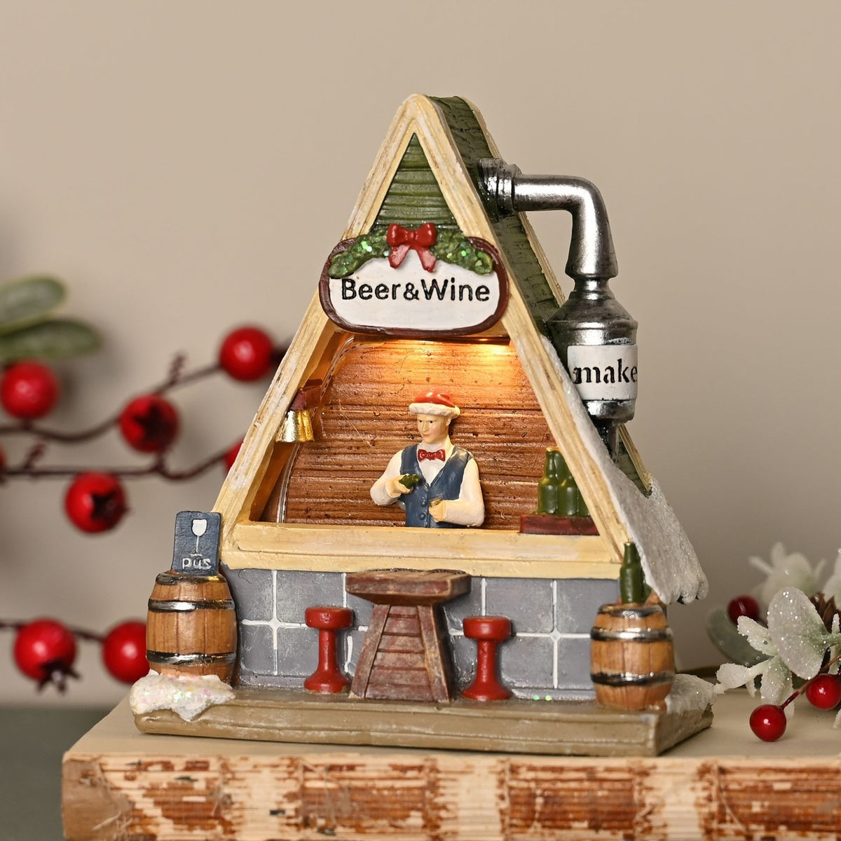 Snowy Brewery Christmas Village Kit Light-Up Decoration 14cm