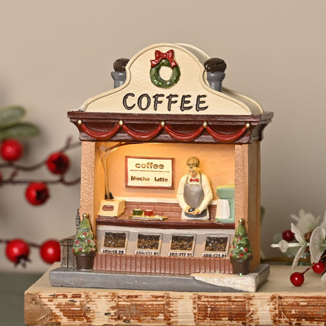 Christmas Village Coffee Shop Light-Up Decoration 13.8cm