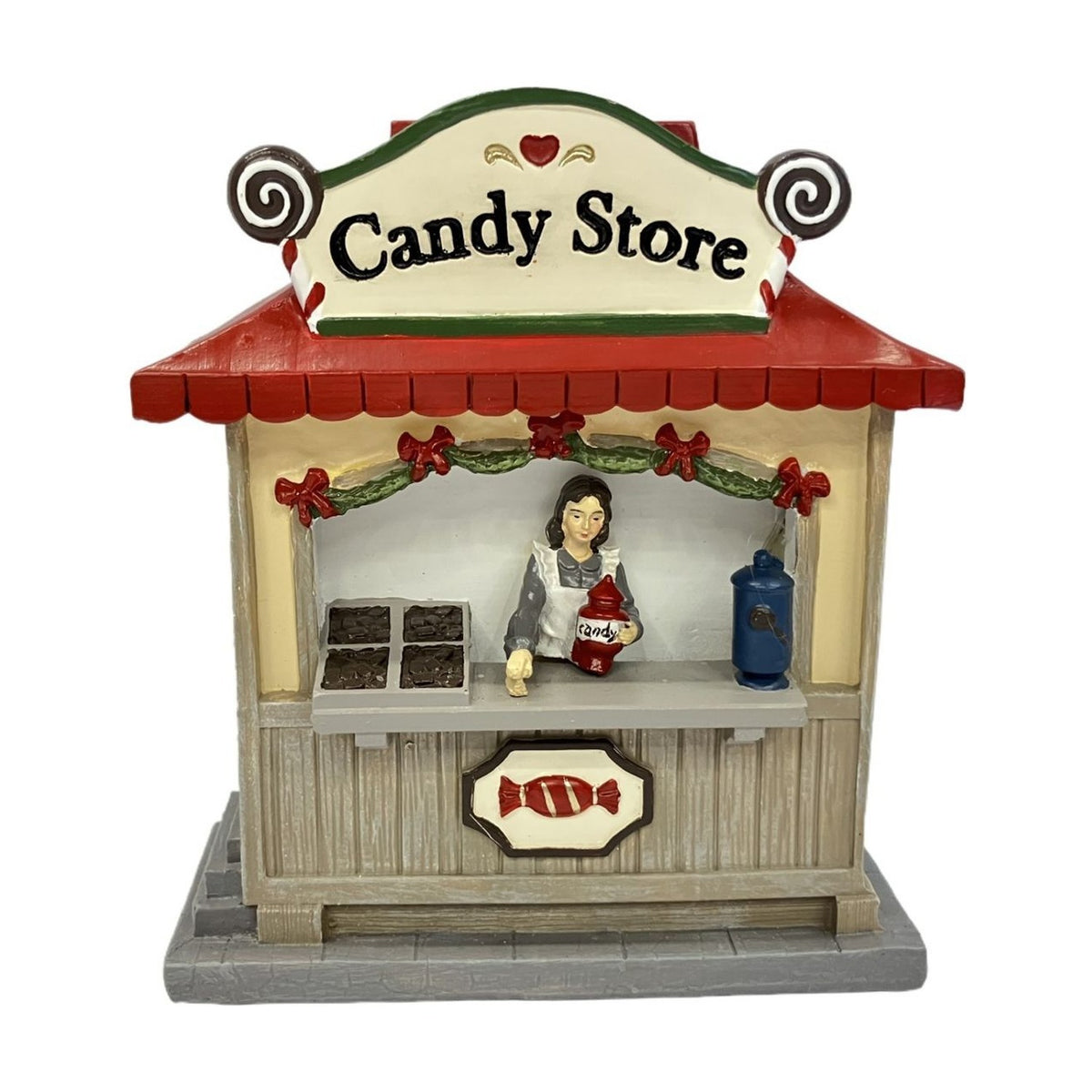 Candy Store Christmas Light-Up Decoration 14cm - Grey & Red