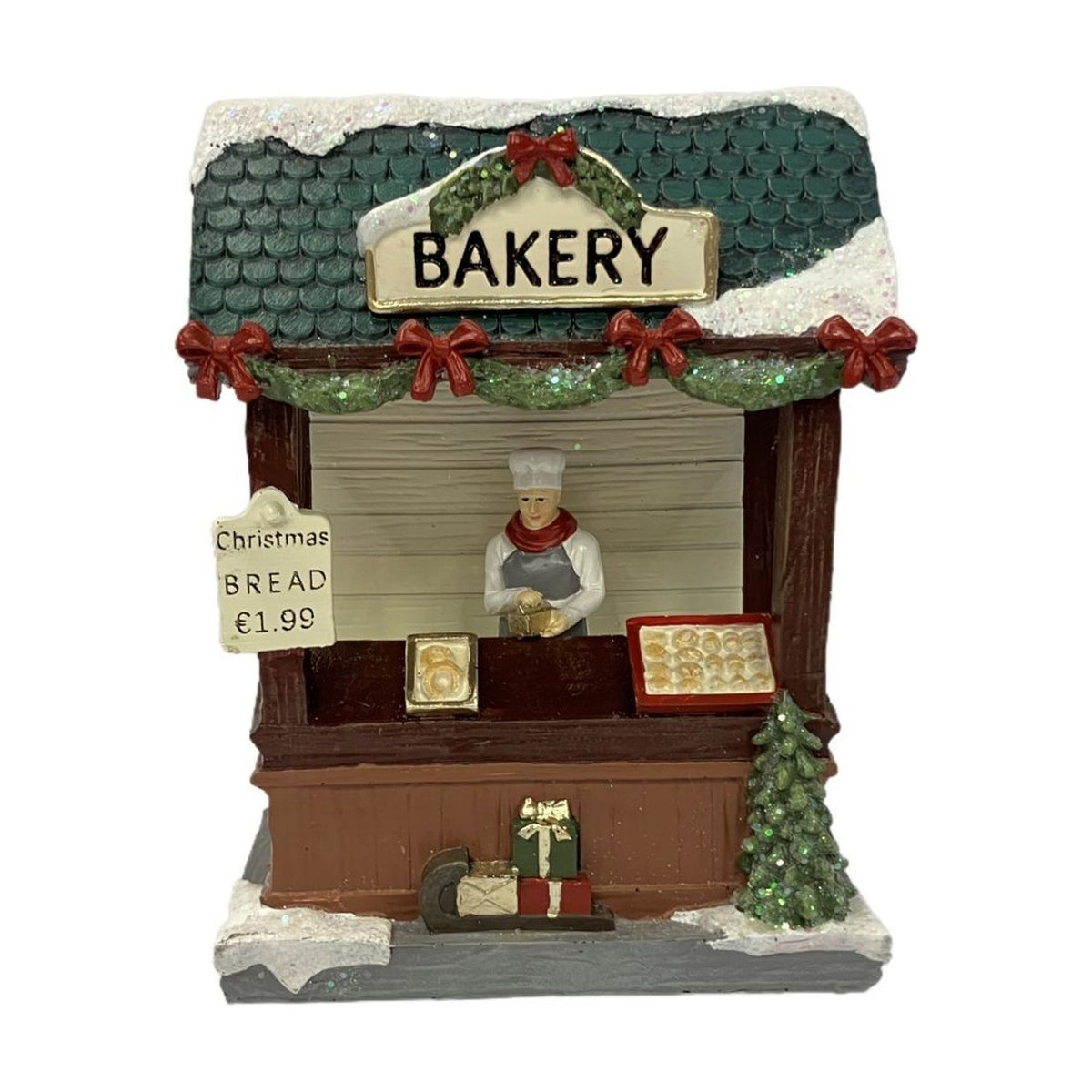 Christmas Village Bakery Stall Light-Up Decoration 14cm