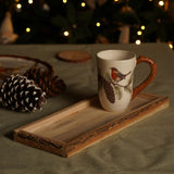 Small Wooden Tray with Bark Edges 15 x 2.5cm - Natural