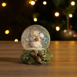 Resin Hedgehog Snow Globe with Natural Leaf Base - Green & Clear