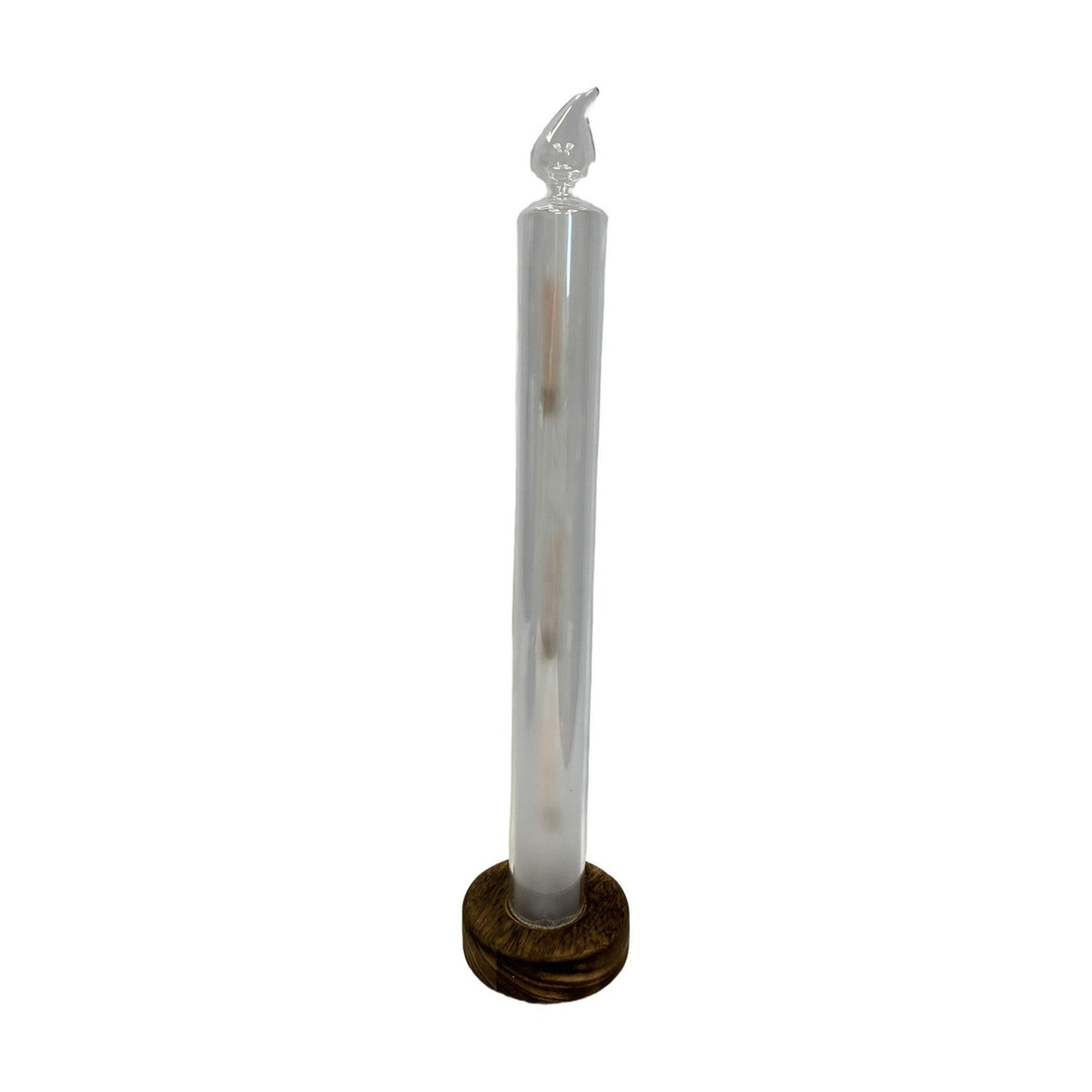 Fire Rising Effect Glass LED Taper Candle 39cm - White & Brown