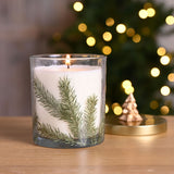 Pine Pattern Scented Candle with Tree Lid - Green & Gold