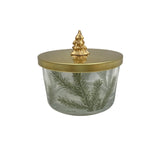 Pine Pattern Scented Candle with Tree Lid - Green & Gold