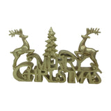 Merry Christmas Reindeer Metallic Resin Figurine 29.6cm - Gold