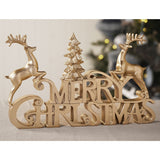 Merry Christmas Reindeer Metallic Resin Figurine 29.6cm - Gold