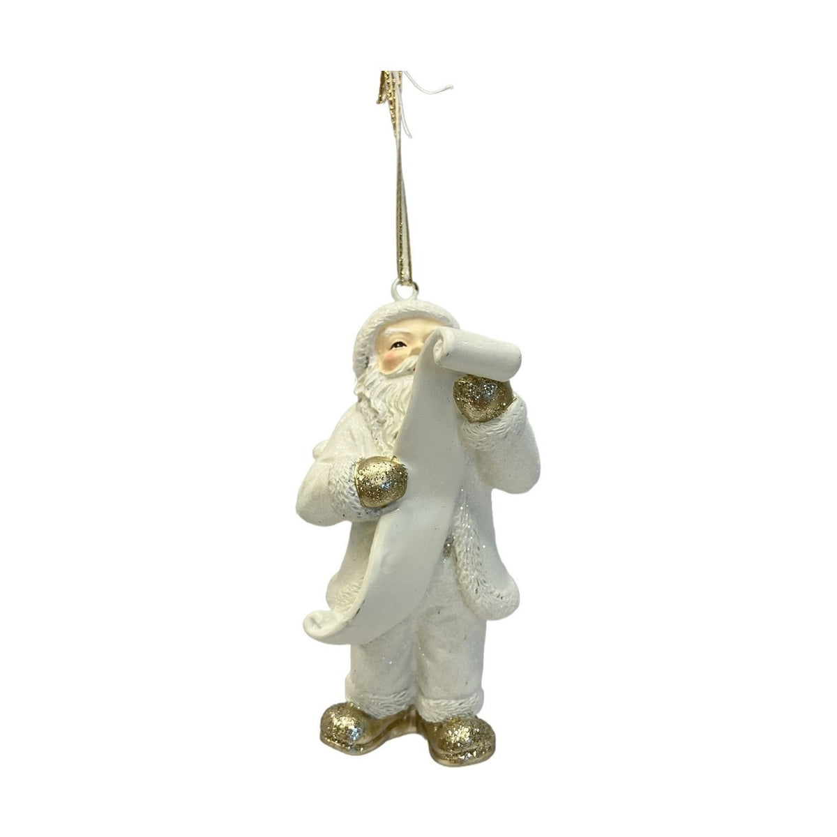 Santa Reading Letter Christmas Tree Decoration 11.8cm - White