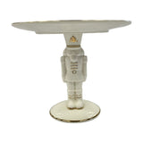 Nutcracker Ceramic Cake Stand with Gold Trim 17.5cm - White