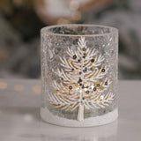 Crackle Glass Tree Votive Ornament 7.5cm - Clear & White