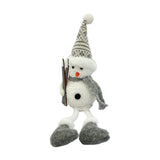 Dangling Leg Snowman Mantel Decoration with Skis - White & Grey