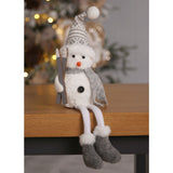 Dangling Leg Snowman Mantel Decoration with Skis - White & Grey