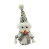 Fabric & Wood Snowman Mantel Decoration 13cm - White & Grey