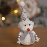 Fabric & Wood Snowman Mantel Decoration 13cm - White & Grey