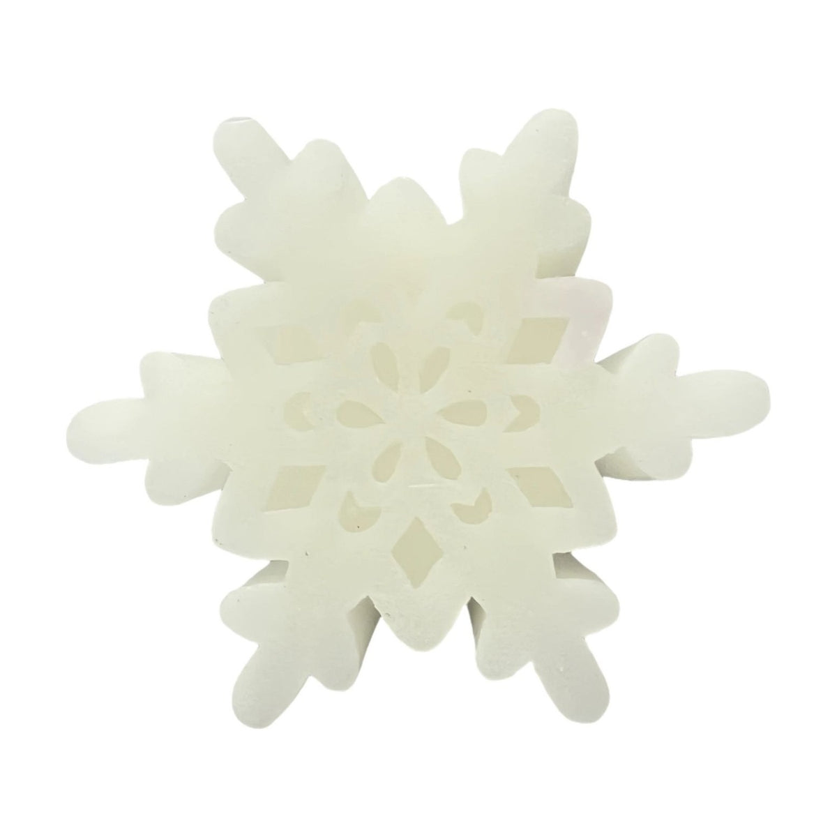 Silver Sparkle Snowflake Plastic LED Candle 14cm - White