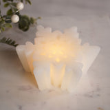 Silver Sparkle Snowflake Plastic LED Candle 14cm - White