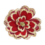 Elsquith Sparkle Velvet Flower Stem Faux Plant 43cm - Red & Gold