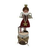 Christmas Angel Mantel Block Velvet Figurine 18.5cm - Red & White