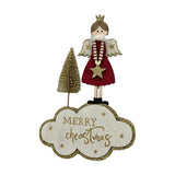 Merry Christmas Angel on Cloud Velvet Figurine 12cm - Red & White