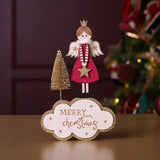 Merry Christmas Angel on Cloud Velvet Figurine 12cm - Red & White