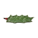 Holly Leaf and Berry Ceramic Cookie Serving Tray - Green & Red