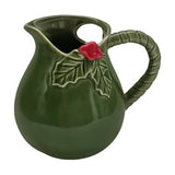 Christmas Holly Leaf and Berry Ceramic Jug - Green & Red